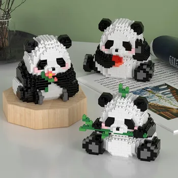 Креативный МИНИ-китайский животный Панда Строительный блок MOC Hobbyhorse Панда Украшение дома Кирпичная модель Игрушка в подарок для мальчиков и девочек
