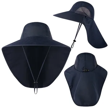 Летняя Солнцезащитная Шляпа UPF50 + Для Женщин, Мужчин, Дышащая Сетчатая Панама С Клапаном На Шее, Уличные Длинные Широкополые Походные Рыболовные Шляпы