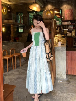 Летом 2023 года Корейская тяжелая вышивка, Регулируемая Сказочная юбка С бретелями, платье на обхват