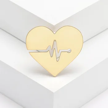 Металлические броши с сердечками для электрокардиограммы, простой дизайн, брошь для ЭКГ, сердцебиение, Булавки, Женские Ювелирные изделия Унисекс, подарки