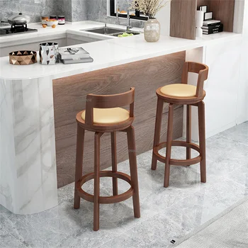 Минималистичный Высокий барный стул Деревянная Поворотная кухонная стойка Lounge Bar Hoker Nordic Home Designer Taburete Alto Предметы домашнего обихода