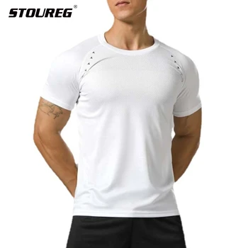 Мужские летние футболки для бега, быстросохнущая спортивная одежда из ледяного шелка с короткими рукавами, компрессионная рубашка для баскетбола, фитнес-зала
