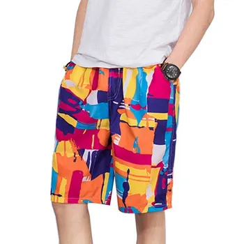 Мужские Новые Пляжные короткие брюки-плавки, повседневные пляжные шорты со свободным шнурком, летние пляжные шорты с принтом 2021 года, мужская одежда