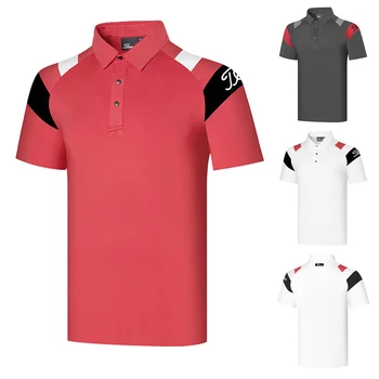 Новая летняя одежда для гольфа 2023, Мужская одежда для спорта на открытом воздухе, Дышащая трендовая рубашка-ПОЛО с коротким рукавом, впитывающая пот Футболка, Верхняя одежда для гольфа
