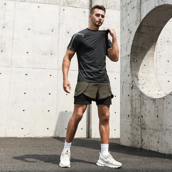 Новая мужская спортивная рубашка, мужская одежда для бега, фитнеса, повседневная быстросохнущая одежда
