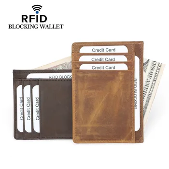Новая мужская упаковка RFID-карт из воловьей кожи первого слоя, европейская и американская упаковка кредитных карт в стиле ретро, однотонная сумка из натуральной кожи для самовывоза