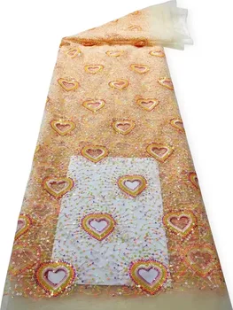 Новейшая Африканская кружевная ткань с блестками 2023, высококачественная вышивка, Нигерийская Французская сетчатая кружевная ткань для свадебного материала