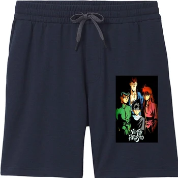 Новые мужские черные шорты Yu Yu Hakusho в стиле ретро с аниме-мультфильмом, летние шорты из чистого хлопка для мужчин с принтом Mens