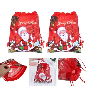 Новый 2024 год, сумка для конфет, подарочная сумка для Санта-Клауса, хрустящая снежинка, сумка на шнурке, Веселые рождественские украшения для украшения дома 27 x 36 см