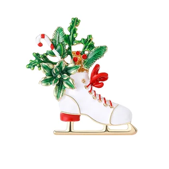 Оригинальная брошь в винтажных рождественских ботинках для подарков женщине и мужчине