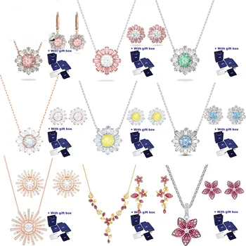 Оригинальный женский ювелирный набор Ожерелье с яркими кристаллами Серьги Браслет