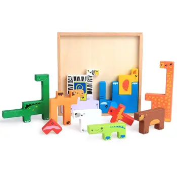 Пазлы с животными для детей 3-5 лет; деревянные пазлы с животными; обучающие головоломки; деревянные игрушки Монтессори и STEM для мальчиков