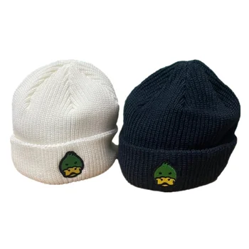 Пара с вышивкой в виде Зеленой утки, созданная человеком, Универсальная шерстяная вязаная шапка Cold Hat Guapi Hat Fashion