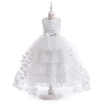 Платье в цветочек из кованой ткани, длинное платье принцессы в цветочек для детского фортепианного представления