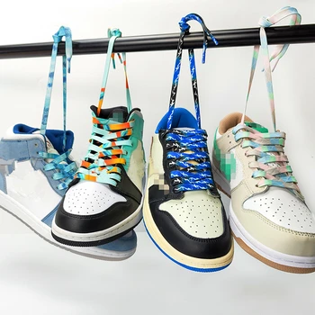 Плоские шнурки в полоску с градиентным рисунком, Разноцветные шнурки для кроссовок, модные шнурки для обуви для молодых мужчин и женщин, 16 цветов
