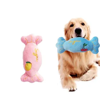 Плюшевая игрушка-подушка для домашних животных в форме конфеты, звук, который жует собака, мягкая, устойчивая к прикусу Чистка коренных зубов, игрушки для дрессировки щенков