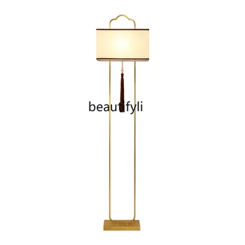 Полностью медь · Торшер в китайском стиле для гостиной, Атмосферная настольная лампа для спальни, простая атмосферная лампа
