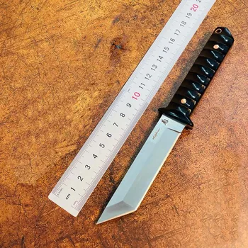 Походный нож, портативный нож для фруктов, черная ручка, материал лезвия сталь D2