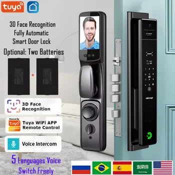Приложение Tuya Голосовой домофон, пальцевая вена, умный дверной замок С камерой, электронное цифровое распознавание лиц, умный дверной замок