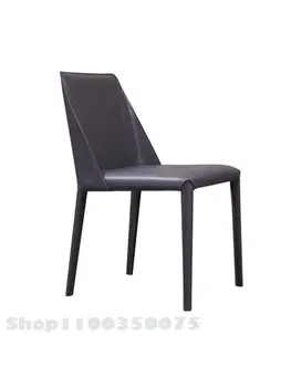 Роскошный обеденный стул Nordic Light, современный минималистичный домашний стул со спинкой, кожаное седло, кресло для отдыха в ресторане отеля, жесткое кожаное кресло для отдыха
