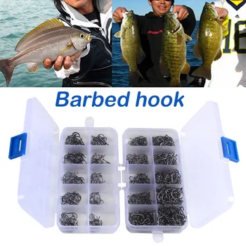 Рыболовный крючок из высокоуглеродистой стали с пластиковой коробкой, качественный комплект рыболовных снастей, набор