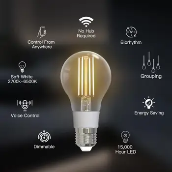 Светодиодная лампа Smart Home для Alexa Google Home Smart Life Приложение Tuya Smart Moes Умная лампа накаливания с дистанционным управлением Tuya Wifi