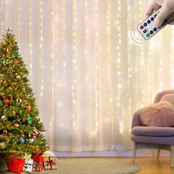 Светодиодные занавески 3 м, Гирлянды, USB-гирлянды, Гирлянда с пультом дистанционного управления Для окна комнаты, спальни, Новогоднего Рождественского украшения.