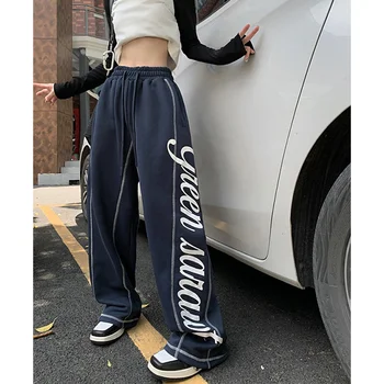 Спортивные штаны для бега трусцой, женская уличная одежда, винтажные спортивные брюки с буквенным принтом, брюки полной длины Bf Y2K Harajuku