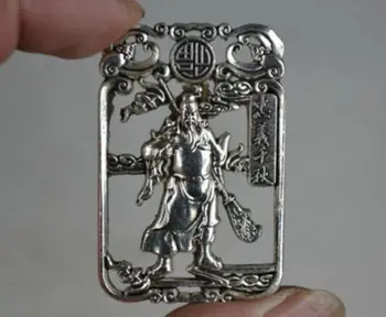Старинное коллекционное украшение Мяо, серебряная статуэтка Гуань Гун, кулон-амулет