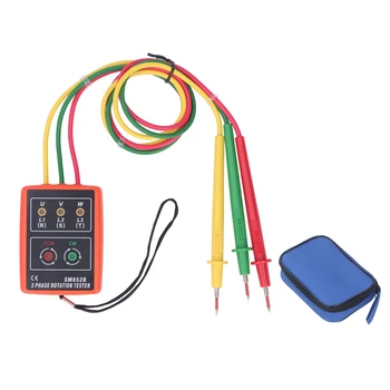 Трехфазный тестер последовательности переменного тока 60-600 В, портативный индикатор вращения фазы переменного тока, детектор SM852B, измеритель тока и напряжения.