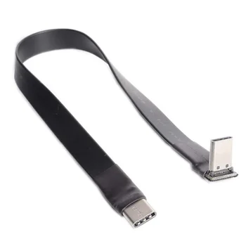 Удлинительный кабель USB 3.1 Type C-Type C 90-Градусный Адаптер FPC FPV Ленточный Плоский кабель USB C 3A с защитой от электромагнитных Помех 10 Гбит/с, 30 см