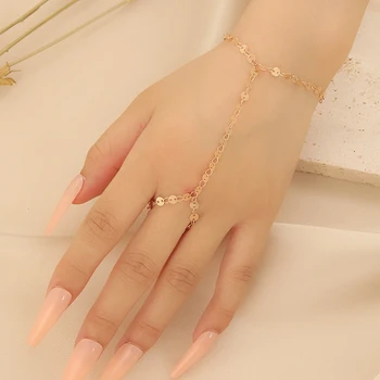 Уникальные браслеты на палец с цепочкой из монет с блестками для женщин, модный браслет-цепочка для девочек, ювелирные изделия, подарок на День рождения