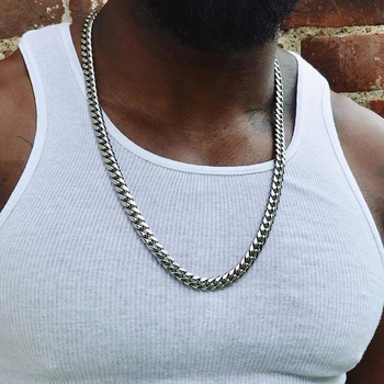 Цепочка из нержавеющей стали, длинное массивное ожерелье в стиле хип-хоп панк для женщин, мужчин, на шею, Серебряное колье, модные украшения 6/8/10 мм