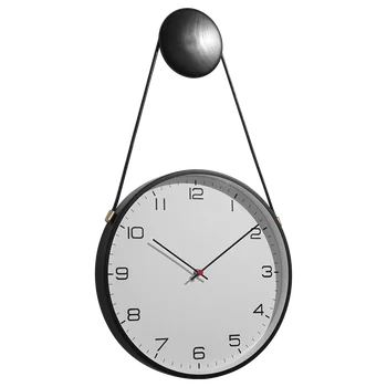 Часы Настенные Часы Домашняя гостиная Большой металлический ремень Бесшумные настенные часы для спальни
