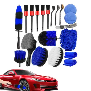 Щетка для чистки автомобильных колес, 20 штук, Длинная мягкая щетка для шин, набор для детализации автомобиля, Профессиональный набор для мойки грязных шин.
